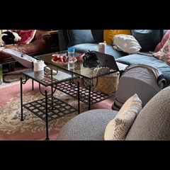 Wrought iron coffe table and side table