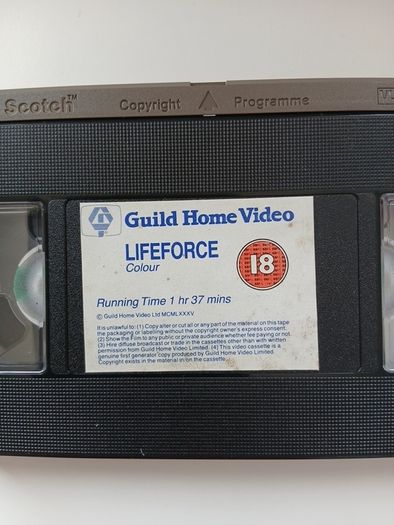 Lifeforce VHS Film On A High Grade Scotch Cassette.
