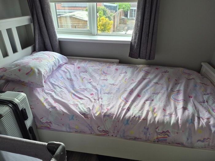 white ikea single  bed