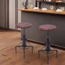 Vintage Industrial Bar Stools (Set of 2)  Solid Wood Seat with Black Pipe Frame Image 2