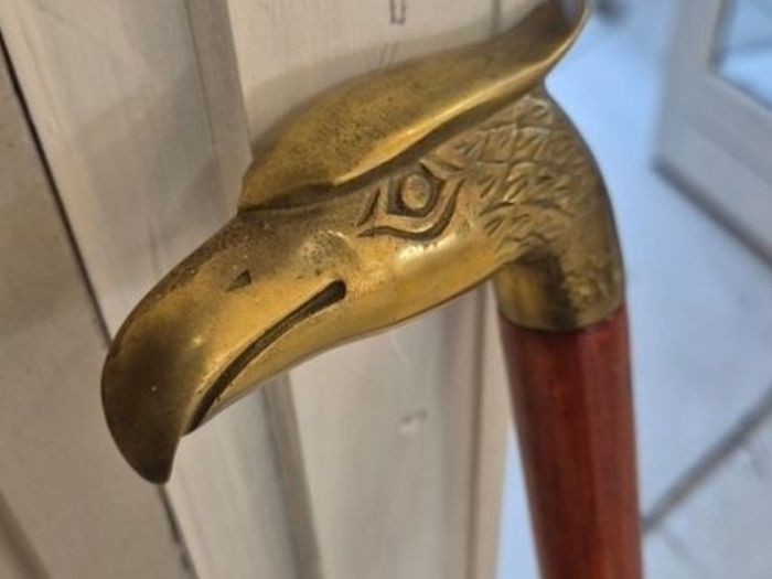 Vintage walking stick solid brass eagle head