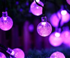 Solar Garden Lights, Outdoor Fairy Lights with Ball, Waterproof 6m 30 LED 8 Twinkling Modes, Decorative Lighting String Lights for Home, Gazebo, Patio, Lawn, Wedding Ornament (Purple)
