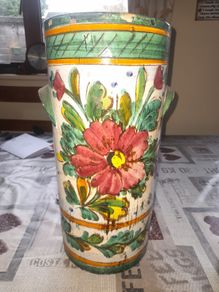 Large Majolica style or Japanese Ceramic Umbrella Stand