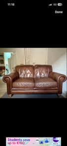 Natuzzi brown leather two seater sofa