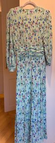 Mint Green Floral Plisse Maxi Dress   Size 10   Perfect Condition