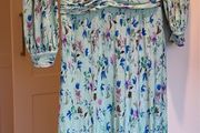 Mint Green Floral Plisse Maxi Dress   Size 10   Perfect Condition