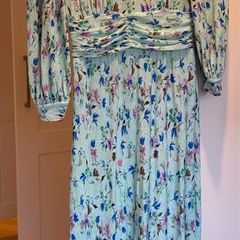 Mint Green Floral Plisse Maxi Dress   Size 10   Perfect Condition