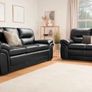 Sofa set 3+2 gretal in leather and fabric Image 3