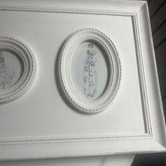 triple photo frame, vintage chic style round and oval frames