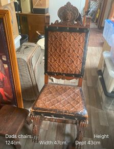 2 X antique gothic style leather chairs