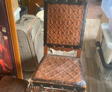 2 X antique gothic style leather chairs