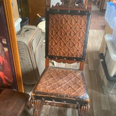 2 X antique gothic style leather chairs
