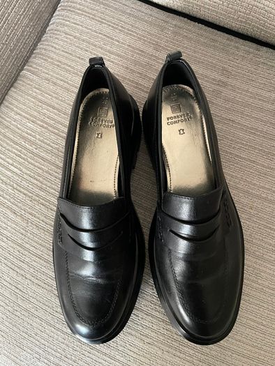 Next Black Leather Chunky Sole Loafers - Size 40 - New