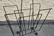 Atomic MidCentury Vintage retro black metal 1950s magazine rack