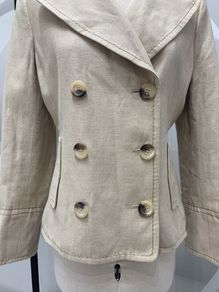 Marks and Spencer Per Una Beige Linen & Cotton Blazer Jacket Double Breast