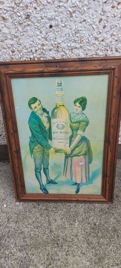 framed advertising Alderdice & Duncan ,newery ireland irish whiskey, few marks on picture,sold as seen ,nice in any home bar or man cave pub restaurant etc,,cme from closed down pub, abit faded etc ,see pictures for condition, sold as seen