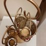 Gold and red 5 T light candle holder on stand Image 4