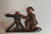 Vintage cast lead or metal toy soldier machine gunner World War 1 maybe Ottoman army 1920s
