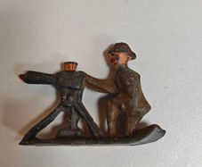 Vintage cast lead or metal toy soldier machine gunner World War 1 maybe Ottoman army 1920s