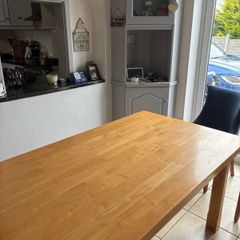 Oak Finish Solid Wood Dining  Table