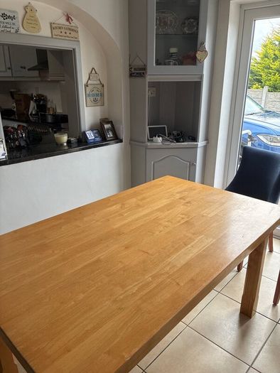 Oak Finish Solid Wood Dining set Table & Chairs