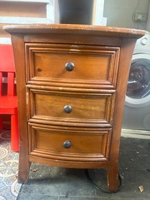 Rustic 3-Drawer Wooden Bedside Table / Locker