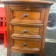 Rustic 3-Drawer Wooden Bedside Table / Locker