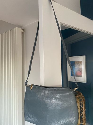 Grey real leather  bag