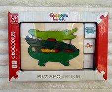 George Luck Wooden Wood Crocodile Alligator Puzzle Hape new Damaged Box Please see photos