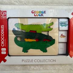 George Luck Wooden Wood Crocodile Alligator Puzzle Hape new Damaged Box Please see photos