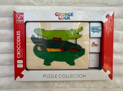 George Luck Wooden Wood Crocodile Alligator Puzzle Hape new Damaged Box Please see photos