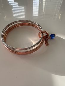 newbridge silver rose gold and silver birthstone bangle