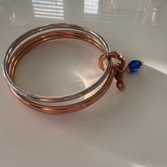 newbridge silver rose gold and silver birthstone bangle