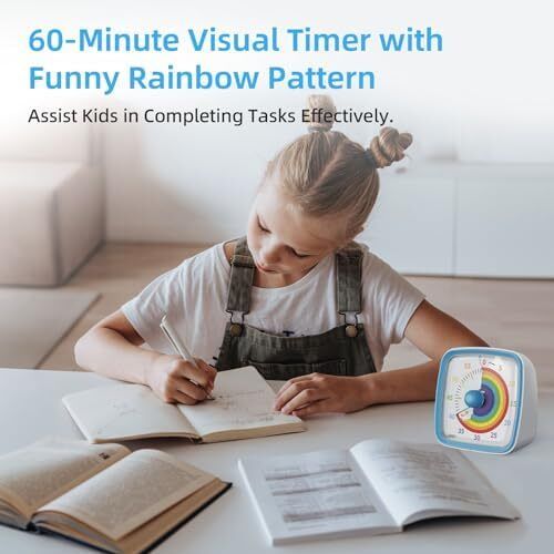 Yunbaoit Visual Timer for Kids & Adults, 60 Minute Rainbow Countdown Timer with Silent Flash Function, Time Management Tool for Classroom, Home, Kitchen, Office
