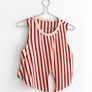 Pre Owned ZARA Red & Cream Vertical Striped Front-Tie Crop Tank Top Image 2