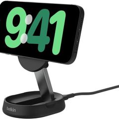 Belkin BoostCharge Pro 15W convertible magnetic wireless charging stand, MagSafe compatible fast Qi2 wireless charger, magnetic fast charger for Apple iPhone 17/16/15, Air, AirPods, PixelSnap - Black [Boxed]