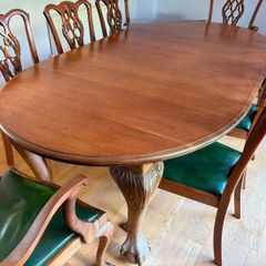 Antique Dining Table & Chairs (8)