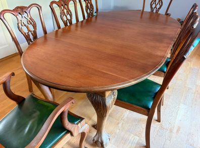 Antique Dining Table & Chairs (8)