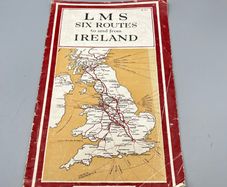 6 Routes to Ireland LMS Railway Timetable and Map 1924 - Antique