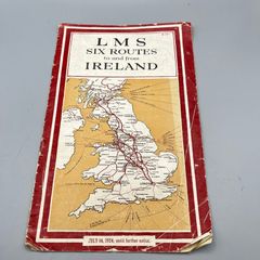 6 Routes to Ireland LMS Railway Timetable and Map 1924 - Antique