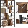 _bookshelf, shelf with 4 levels, standing shelf, bookcase, office shelf, industrial design, for living room, office, study, large, metal frame, vintage brown-black Image 3