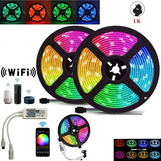 10M 5050 RGB WiFi LED Strip Lights Controller Alexa Google