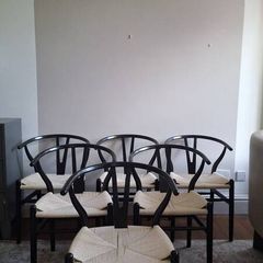 Six Iconic Black Wishbone Chairs