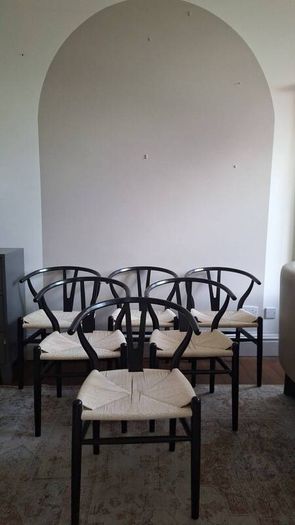Six Iconic Black Wishbone Chairs
