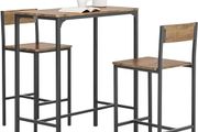 Industrial Style Table and 2 Bar Chairs Set Bar Table + Bar Stools Standing Tab