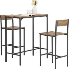 Industrial Style Table and 2 Bar Chairs Set Bar Table + Bar Stools Standing Tab