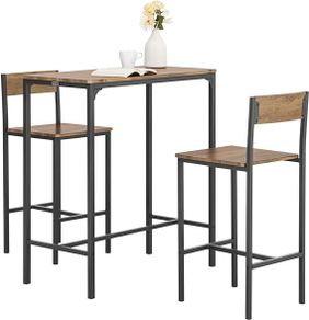 Industrial Style Table and 2 Bar Chairs Set Bar Table + Bar Stools Standing Tab