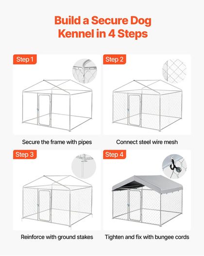 Large Outdoor Dog Kennel, 2 x 2 x 1.6 m