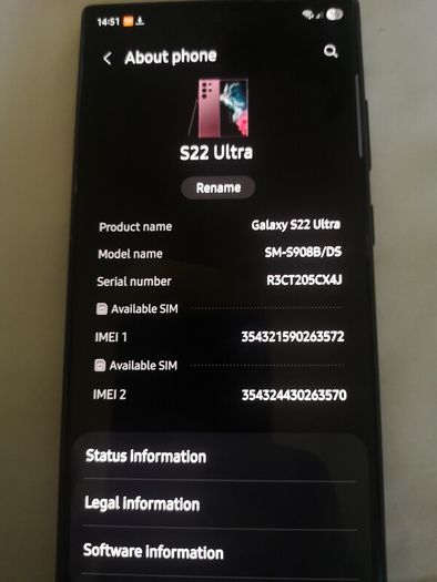 Samsung s22 ultra 256 gb good condition, but screen broken! See pics!