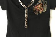 Just Cavalli --- Designer Black Top / T-Shirt --- Size L